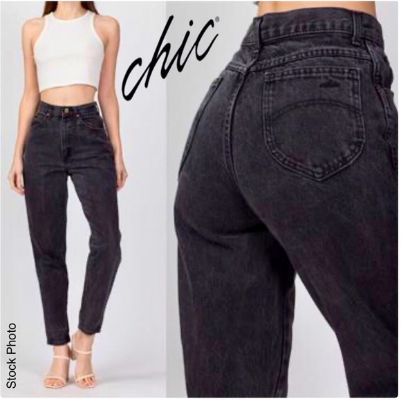 80’s Chic Jeans Ultra High-Rise Tapered Leg Black (28) - Picture 1 of 17